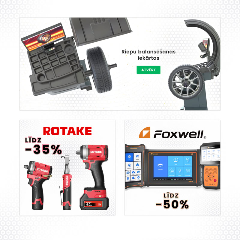 Trīs, interneta veikala amtools.lv, baneru dizains.
