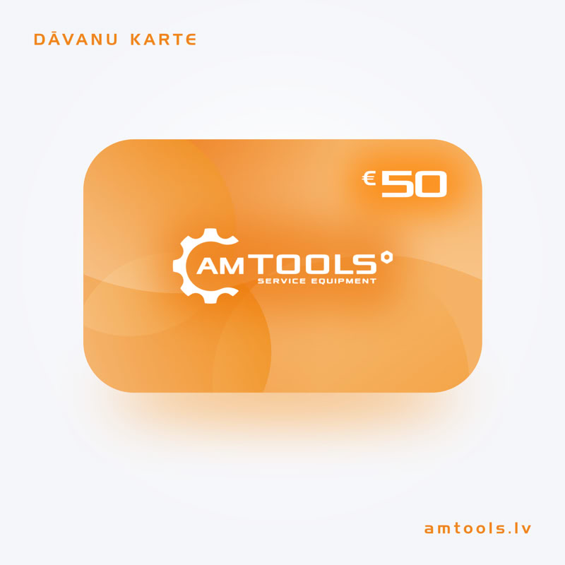 Auto instrumentu veikala AM Tools dāvanu kartes dizains.