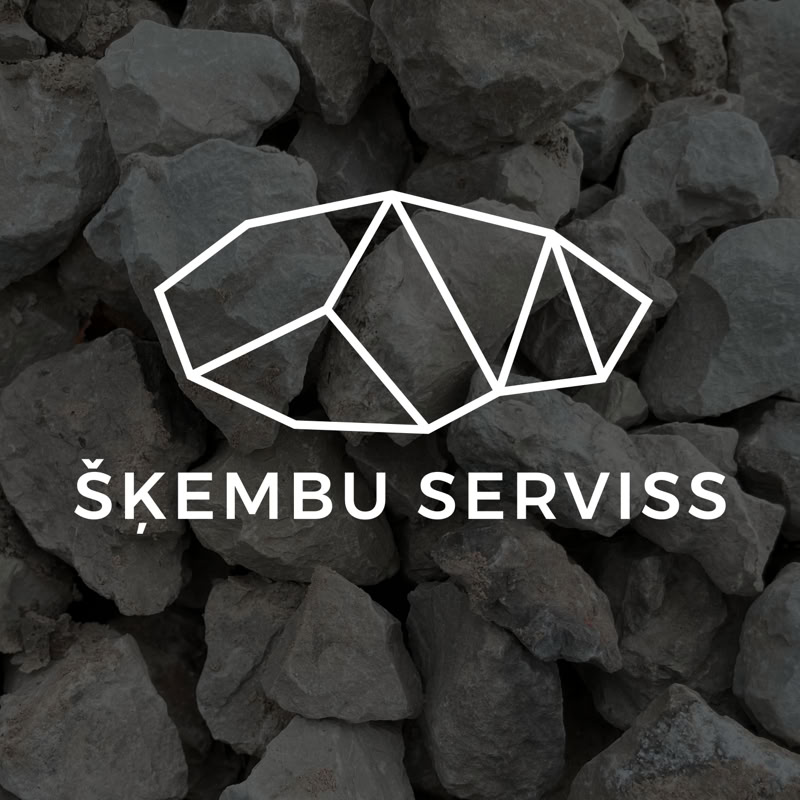 Vektora logo dizains zīmolam Šķembu servisa, no līnijām veidota šķemba ar šķautnēm, zem tās nosaukums Šķembu serviss.