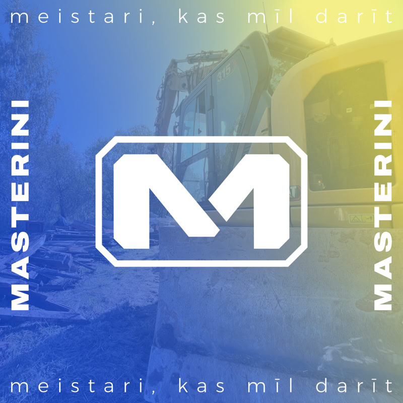 Uzņēmuma SIA "Masterini" logo elementi izvietoti grafiskā noformējumā.
