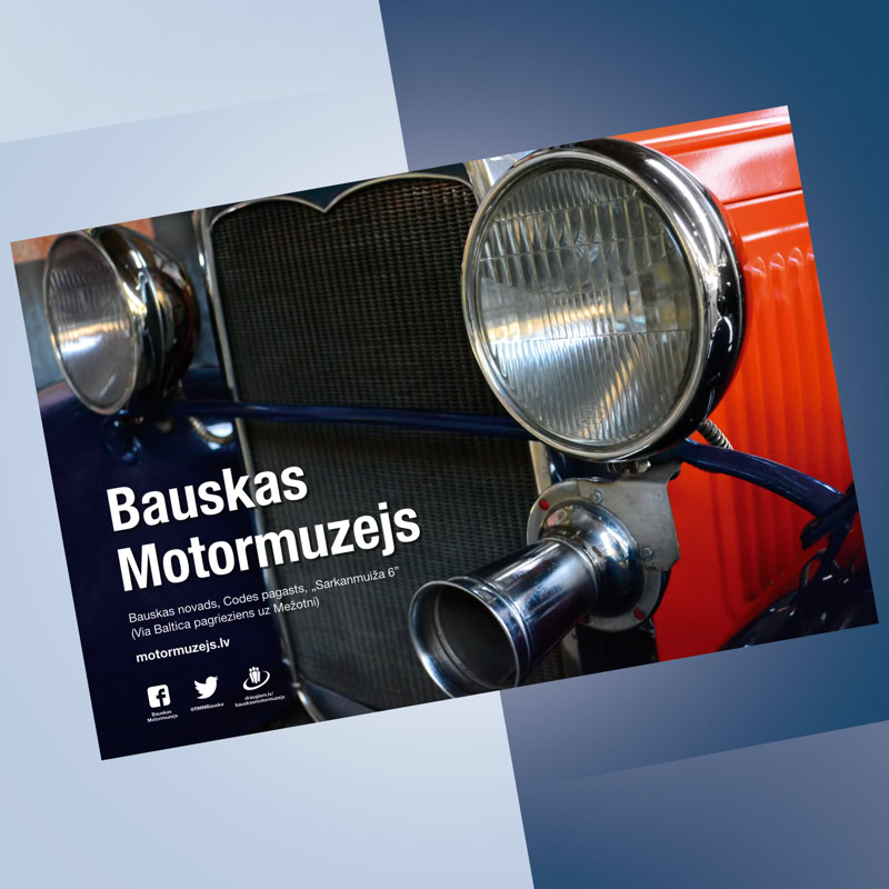 Foto plakāts ar uzrakstu Bauskas motormuzejs.