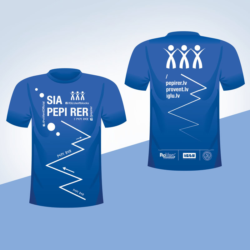 Sporta krekla dizains SIA "PEPI RER" komandai. Dizainā lietotas uzņēmuma krāsas, tumši zilie un baltie toņi.